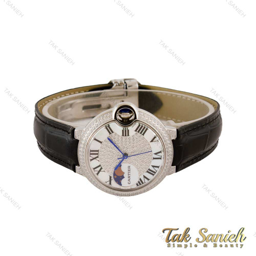 ساعت کارتیه بالن بلو زنانه فول نگین سیلور بند چرم Cartier-5264-L ساعت کارتیه بالن بلو زنانه فول نگین سیلور بند چرم Cartier-5264-L