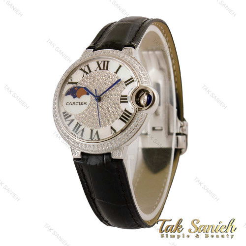 ساعت کارتیه بالن بلو زنانه فول نگین سیلور بند چرم Cartier-5264-L ساعت کارتیه بالن بلو زنانه فول نگین سیلور بند چرم Cartier-5264-L