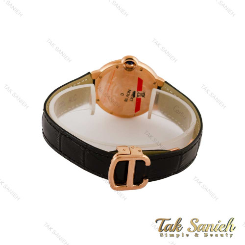 ساعت کارتیه بالن بلو زنانه فول نگین رزگلد بند چرم مشکی Cartier-5265-L ساعت کارتیه بالن بلو زنانه فول نگین رزگلد بند چرم مشکی Cartier-5265-L