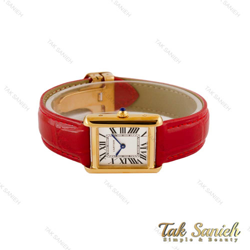 ساعت کارتیه تانک زنانه طلایی بند چرم قرمز Cartier-5274-L ساعت کارتیه تانک زنانه طلایی بند چرم قرمز Cartier-5274-L