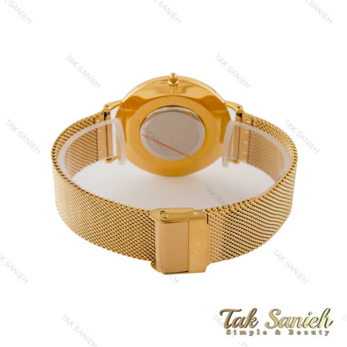 ساعت دنیل ولینگتون مردانه بند حصیری طلایی صفحه مشکی DW-5278-G