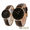 ساعت DW ست بند چرم قهوه ای سوخته صفحه مشکی DW-5301-S