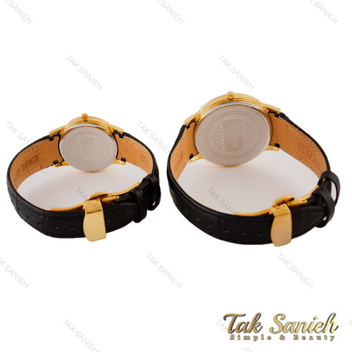 ساعت ست سیتیزن کلاسیک طلایی بند چرم مشکی Citizen-5318-S