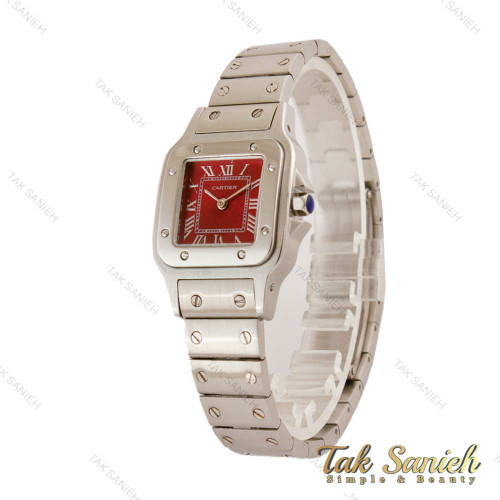 ساعت کارتیه سانتوس زنانه سیلور صفحه قرمز Cartier-5392-L ساعت کارتیه سانتوس زنانه سیلور صفحه قرمز Cartier-5392-L