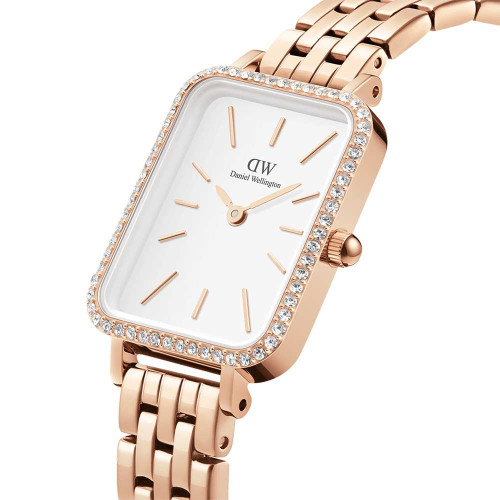 ساعت مچی DW زنانه مستطیلی رزگلد دورنگین DW-5420-L