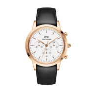 ساعت مردانه DW سه موتوره بند چرم مشکی صفحه سفید DW-5423-G