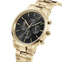 ساعت دنیل ولینگتون مردانه سه موتوره طلایی صفحه مشکی DW-5426-G