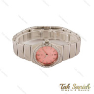 ساعت زنانه امگا کانسلیشن سیلور صفحه صورتی نگین دار Omega-5465-L