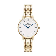 ساعت دنیل ولینگتون زنانه فلزی گرد طلایی سفید ایندکس یونانی DW-5503-L