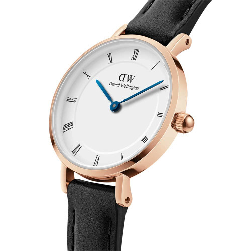 ساعت DW زنانه بند چرم رزگلد مشکی صفحه سفید ایندکس یونانی DW-5507-L ساعت DW زنانه بند چرم رزگلد مشکی صفحه سفید ایندکس یونانی DW-5507-L
