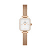 ساعت DW زنانه مستطیلی ظریف حصیری رزگلد صفحه سفید دورنگین DW-5512-L