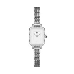 ساعت DW زنانه مستطیلی ظریف سیلور صفحه سفید دورنگین DW-5513-L