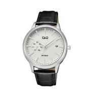 ساعت مردانه کیو اند کیو چرمی سیلور صفحه سفید QQ-5534-G