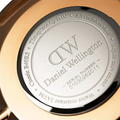 ساعت دنیل ولینگتون مردانه رزگلد بند چرم زرشکی DW-4692-G