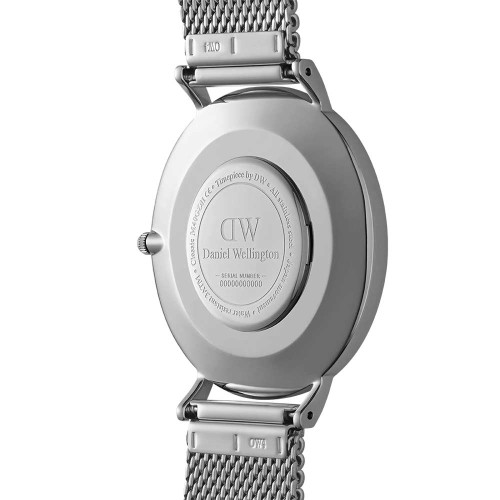 ساعت دنیل ولینگتون مردانه بند حصیری نقره ای صفحه مشکی DW-4697-G