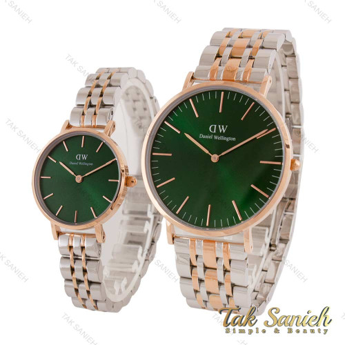 ساعت ست دنیل ولینگتون دورنگ رزگلد صفحه سبز DW-4717-S