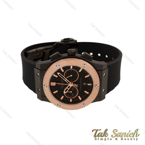 ساعت هابلوت مردانه مشکی رزگلد سه موتوره Hublot-4724-G ساعت هابلوت مردانه مشکی رزگلد سه موتوره Hublot-4724-G