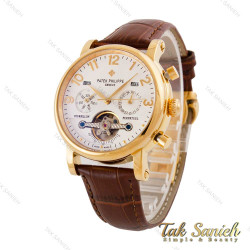 ساعت پتک فیلیپ مردانه اتوماتیک طلایی بند چرم قهوه ای patek-4734-G