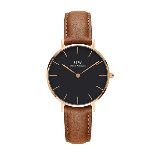 ساعت دنیل ولینگتون زنانه بند چرم عسلی قاب رز صفحه مشکی DW-4743-32-L ساعت دنیل ولینگتون زنانه بند چرم عسلی قاب رز صفحه مشکی DW-4743-32-L