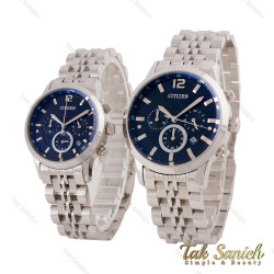 ساعت ست سیتیزن سه موتوره سیلور صفحه مشکی Citizen-5562-S