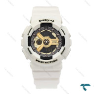 ساعت بیبی جی BA110 زنانه سفید صفحه طلایی Baby G-5837-G