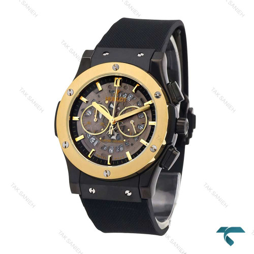 ساعت مردانه هابلوت کرنوگراف مشکی طلایی اسکلتون Hublot-5906-L