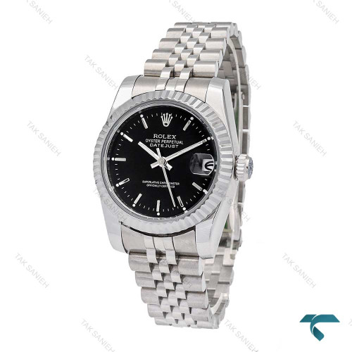  رولکس زنانه استیل صفحه مشکی ایندکس خط Rolex-5911-L