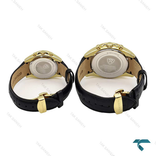 ساعت رومانسون ست طلایی مشکی بند چرم Romanson-5943-S ساعت رومانسون ست طلایی مشکی بند چرم Romanson-5943-S