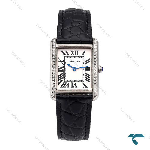 ساعت کارتیر تانک زنانه بند چرم مشکی دورنگین Cartier-5959-L ساعت کارتیر تانک زنانه بند چرم مشکی دورنگین Cartier-5959-L