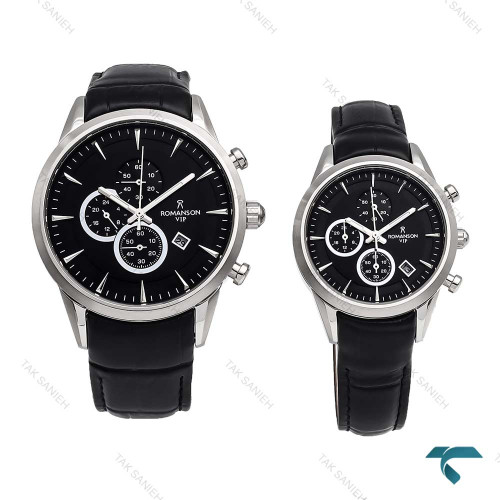 ست ساعت رومانسون استیل مشکی بند چرم Romanson-5987-S ست ساعت رومانسون استیل مشکی بند چرم Romanson-5987-S