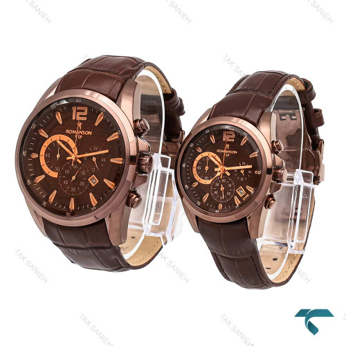 ساعت ست رومانسون سه موتوره بند چرم قهوه ای Romanson-5988-S ساعت ست رومانسون سه موتوره بند چرم قهوه ای Romanson-5988-S