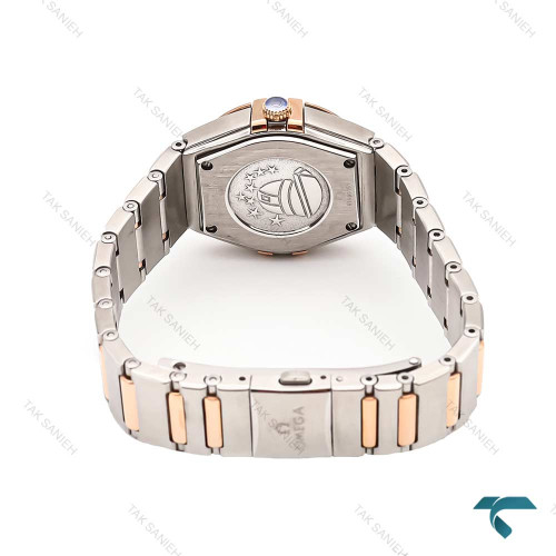 امگا کانسلیشن جدید زنانه دو رنگ رز صفحه صدفی ایندکس خط Omega-5854-L