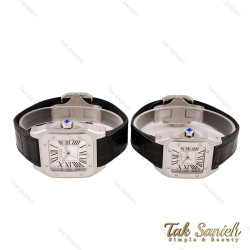 ساعت ست کارتیر سانتوس 100 سیلور مشکی صفحه سفید Cartier-5592-S ساعت ست کارتیر سانتوس 100 سیلور مشکی صفحه سفید Cartier-5592-S