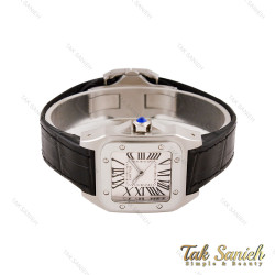 ساعت کارتیه Santos 100 زنانه سیلور مشکی صفحه سفید Cartier-5593-L ساعت کارتیه Santos 100 زنانه سیلور مشکی صفحه سفید Cartier-5593-L