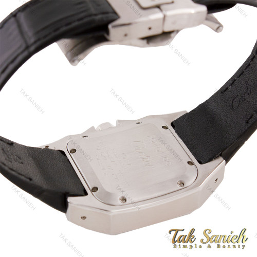 ساعت کارتیه Santos 100 زنانه سیلور مشکی صفحه سفید Cartier-5593-L