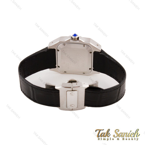 ساعت کارتیر سانتوس 100 زنانه سیلور مشکی بند چرم Cartier-5594-L ساعت کارتیر سانتوس 100 زنانه سیلور مشکی بند چرم Cartier-5594-L