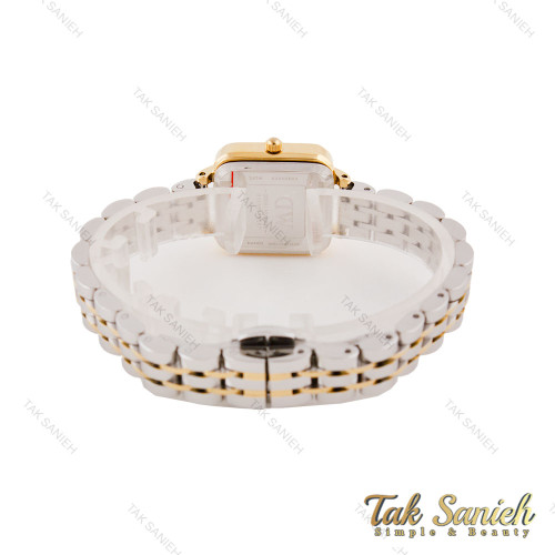 ساعت دنیل ولینگتون مربعی زنانه دورنگ طلایی صفحه سرمه ای DW-5600-L