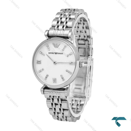 امپریو آرمانی زنانه سیلور صفحه سفید ایندکس نگین Armani-6074-L امپریو آرمانی زنانه سیلور صفحه سفید ایندکس نگین Armani-6074-L