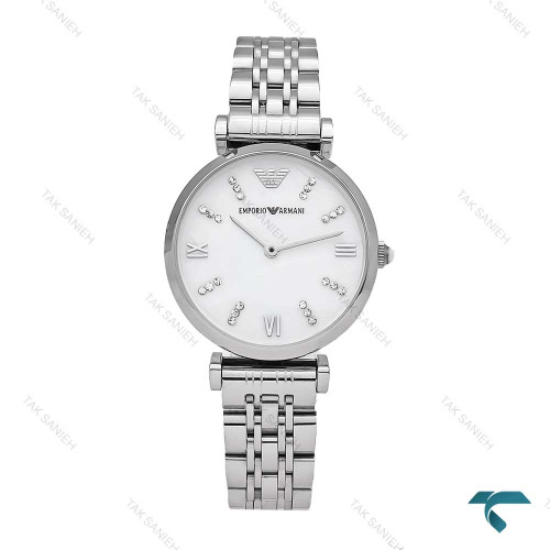 امپریو آرمانی زنانه سیلور صفحه سفید ایندکس نگین Armani-6074-L امپریو آرمانی زنانه سیلور صفحه سفید ایندکس نگین Armani-6074-L