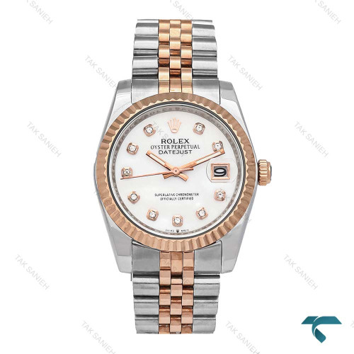 ساعت رولکس مردانه دورنگ رزگلد صفحه سفید ایندکس نگین Rolex-6120-G ساعت رولکس مردانه دورنگ رزگلد صفحه سفید ایندکس نگین Rolex-6120-G