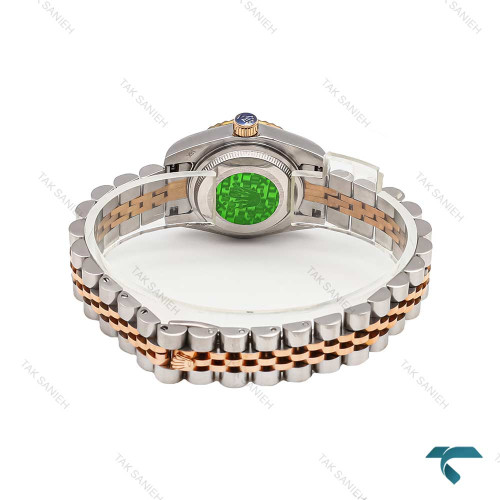 ساعت رولکس زنانه دورنگ رزگلد صفحه سفید ایندکس نگین اسمال Rolex-6121-L