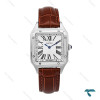 ساعت کارتیر سانتوس دومونت زنانه سیلور بندچرم قهوه ای متوسط Cartier-6171-G ساعت کارتیر سانتوس دومونت زنانه سیلور بندچرم قهوه ای متوسط Cartier-6171-G