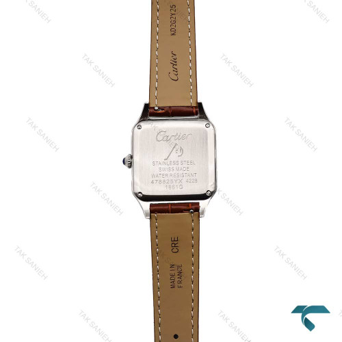 ساعت کارتیه سانتوس دومونت زنانه سیلور بند چرم قهوه ای اسمال Cartier-6172-L