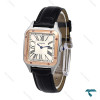 ساعت کارتیر دومونت زنانه دورنگ رزگلد بندچرم مشکی مدیوم Cartier-6175-G