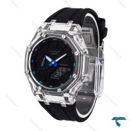 ساعت جیشاک GA2100 شیشه ای مشکی عقربه آبی Casio-6179-G