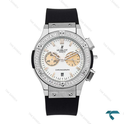 ساعت هابلوت زنانه سه موتوره سیلور صفحه سفید دورنگین Hublot-6191-L ساعت هابلوت زنانه سه موتوره سیلور صفحه سفید دورنگین Hublot-6191-L