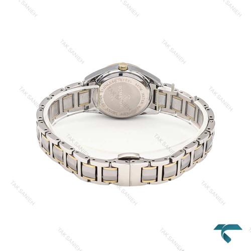 ساعت رومانسون زنانه دورنگ طلایی صفحه سفید Romanson-6202-L