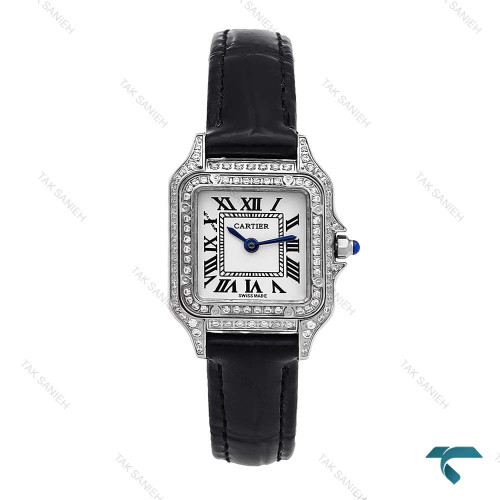 ساعت کارتیر Panthere زنانه سیلور بند چرم فول نگین اسمال Cartier-6271-L ساعت کارتیر Panthere زنانه سیلور بند چرم فول نگین اسمال Cartier-6271-L