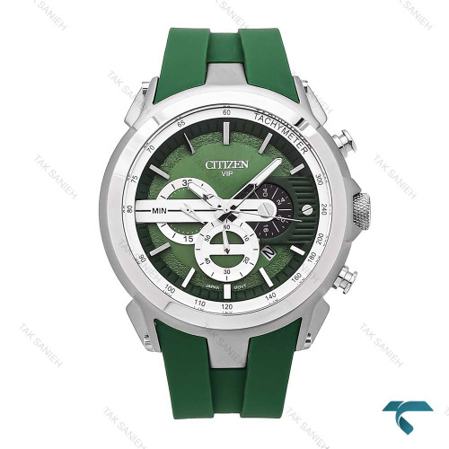 ساعت سیتیزن مردانه سه موتوره نقره ای بند رابر سبز Citizen-6278-G ساعت سیتیزن مردانه سه موتوره نقره ای بند رابر سبز Citizen-6278-G