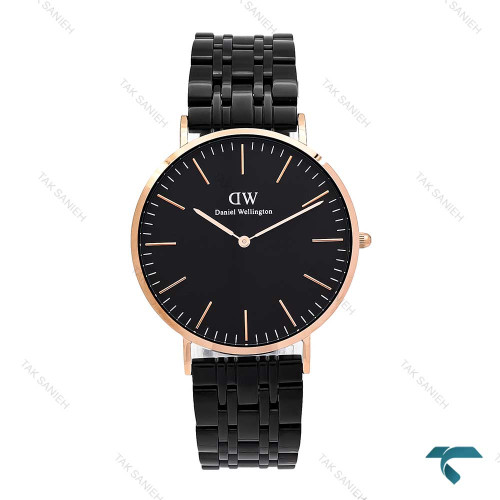 ساعت دنیل ولینگتون مردانه مشکی قاب رزگلد DW-6329-G